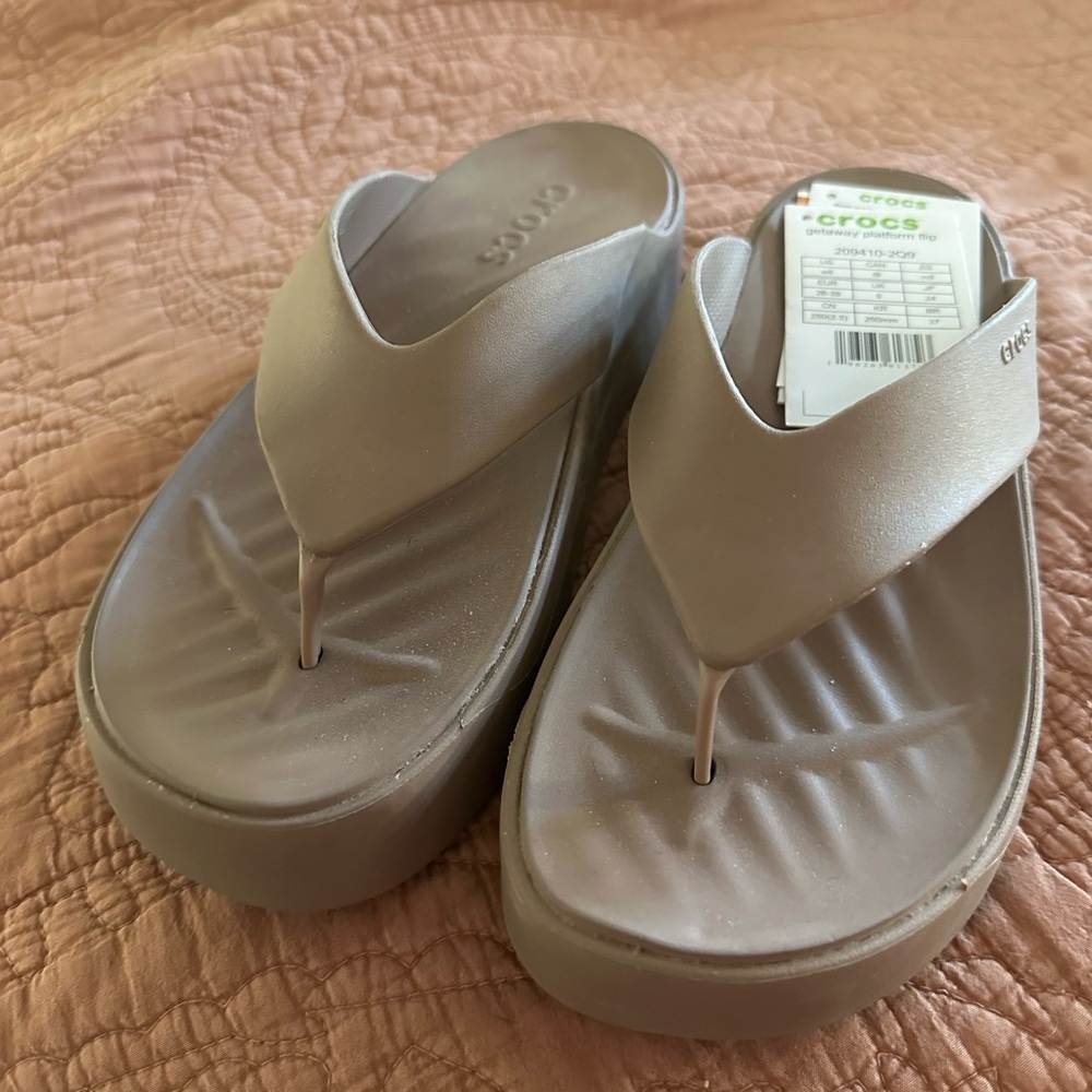 CROCS Tan Sandals Comfortable Slip-On Design